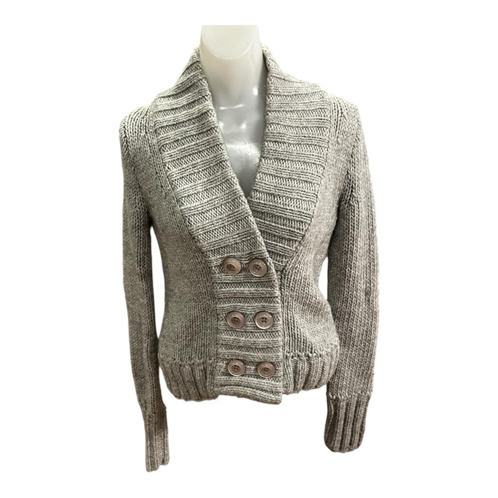 Vintage J. Crew Handknit Wool Blend Cardigan Sweater in Gray size XS